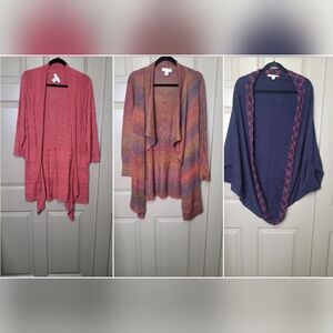 Lot of 3 Christopher & Banks~miami~open front sweater cardigans size large
